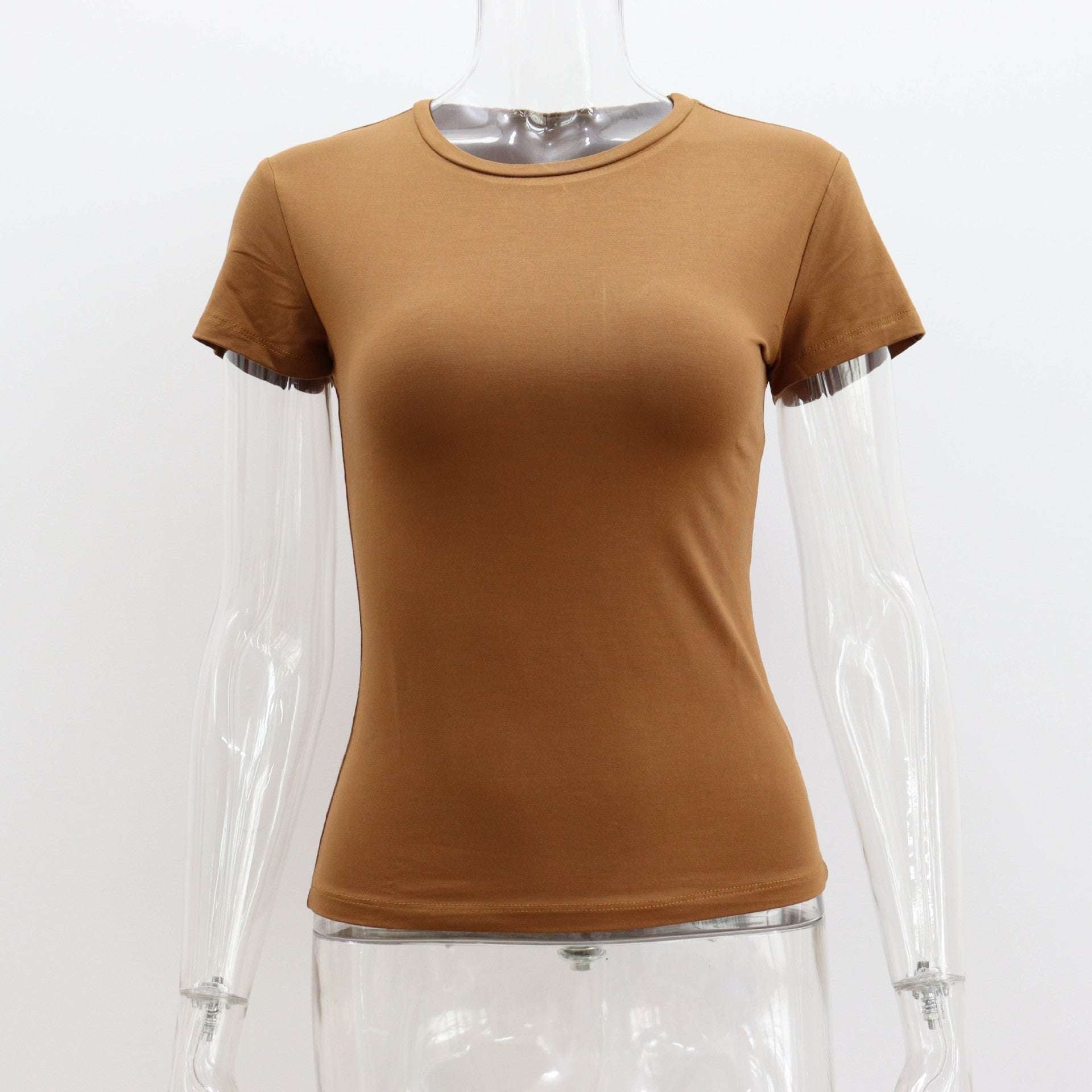 Basic Style Round Neck Short Sleeve Women's Tight Sexy - globaltradeleader