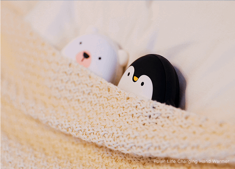 Cute Cartoon Penguin Polar Bear Electric Hand Warmers USB Rechargeable Double-Side Heating Pocket Power Bank Warmer