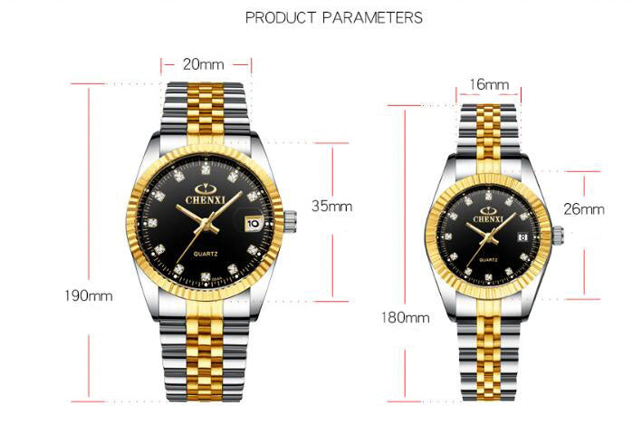 Golden couple watch men - globaltradeleader