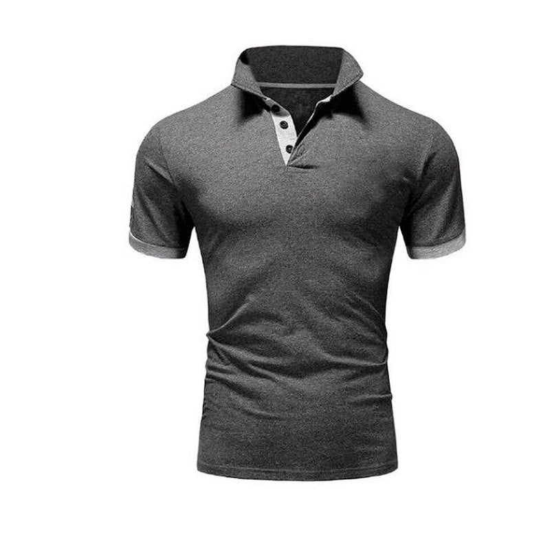 Men's Stand-up Collar Short-sleeved Polo Shirt Business Casual Summer Solid Color Polo Shirt Male Advertising Shirt