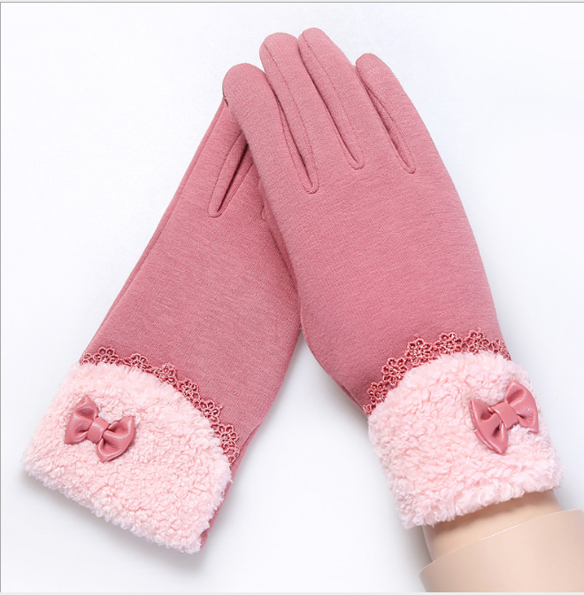 Touch screen ladies winter gloves outdoor sports cycling driving warm gloves not falling velvet gloves