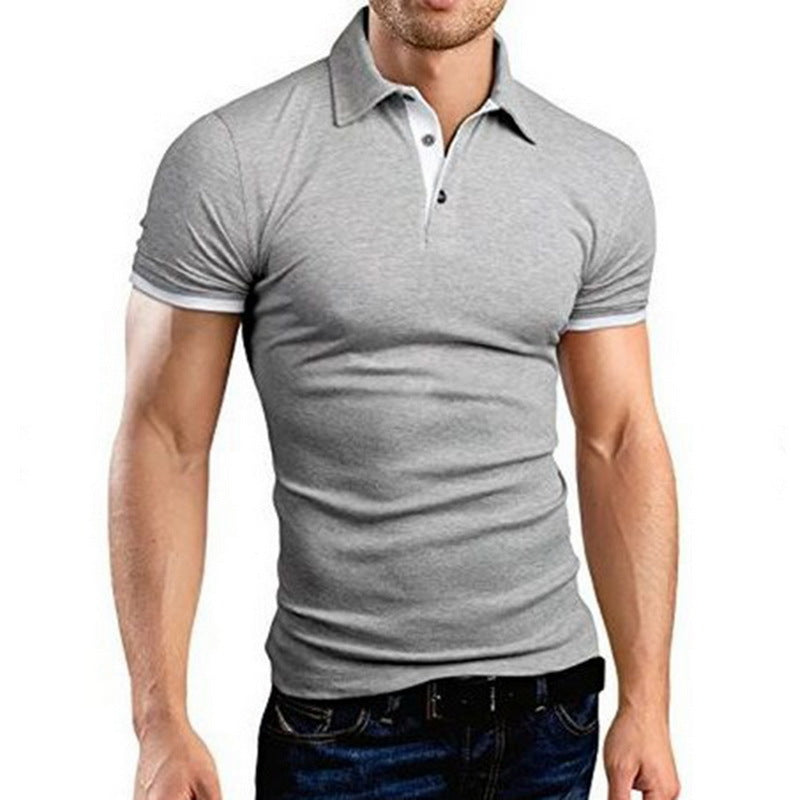 Men's Stand-up Collar Short-sleeved Polo Shirt Business Casual Summer Solid Color Polo Shirt Male Advertising Shirt