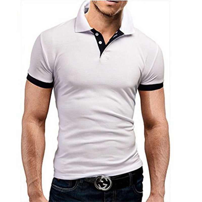 Men's Stand-up Collar Short-sleeved Polo Shirt Business Casual Summer Solid Color Polo Shirt Male Advertising Shirt