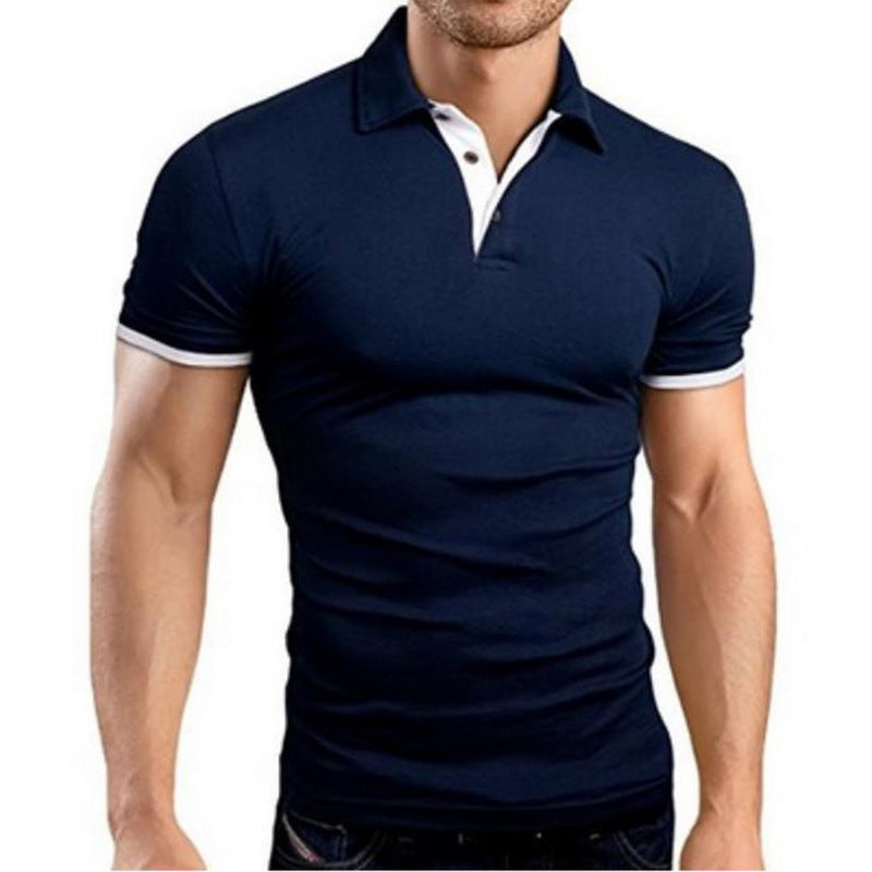 Men's Stand-up Collar Short-sleeved Polo Shirt Business Casual Summer Solid Color Polo Shirt Male Advertising Shirt