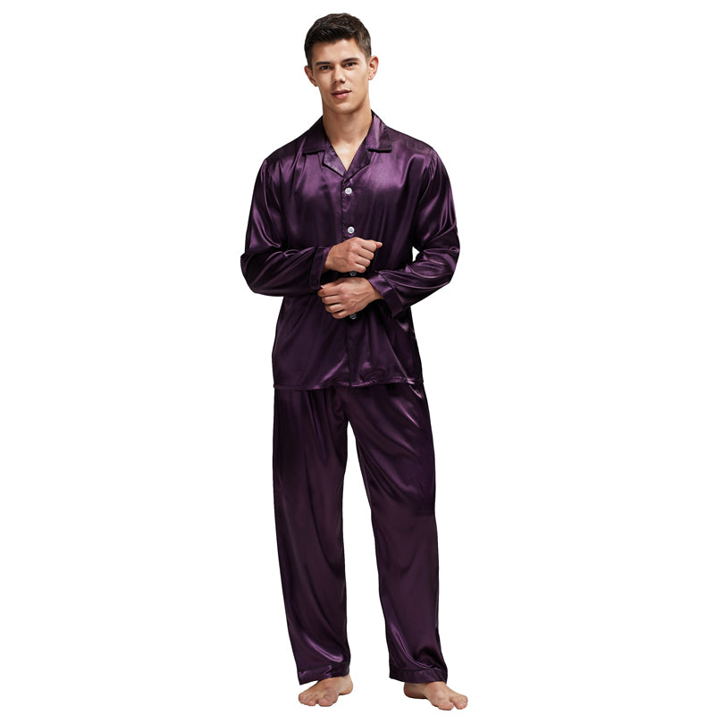 Men's Stain Silk Pajama Set Men Pajamas Silk