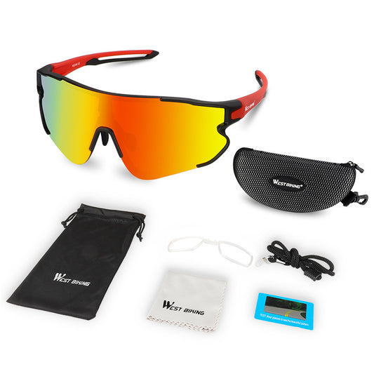 Polarized light discoloration and windproof riding glasses