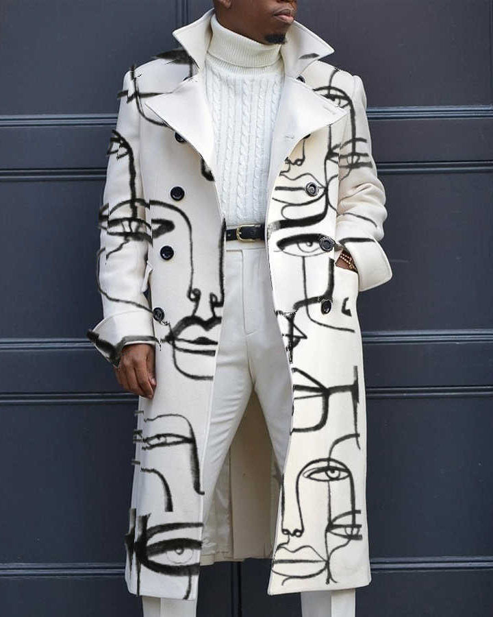 Men's Woolen Stand Collar Mid-length Trench Coat - globaltradeleader