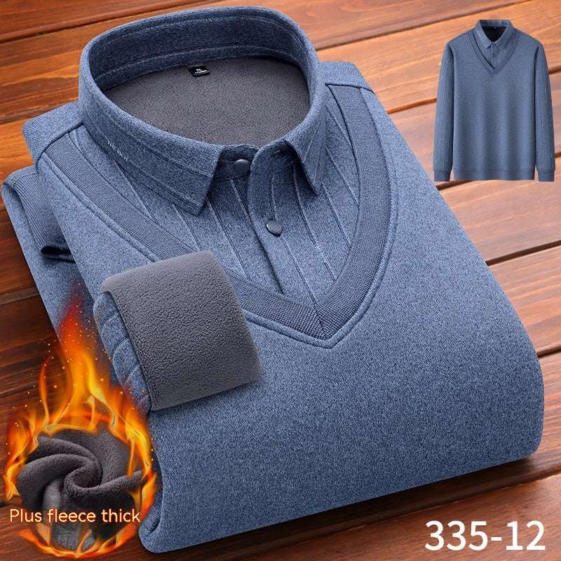 Winter Fleece False-two-piece Warm Shirt
