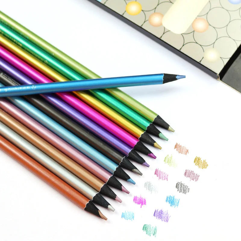 12-color Metallic Colored Pencils - globaltradeleader