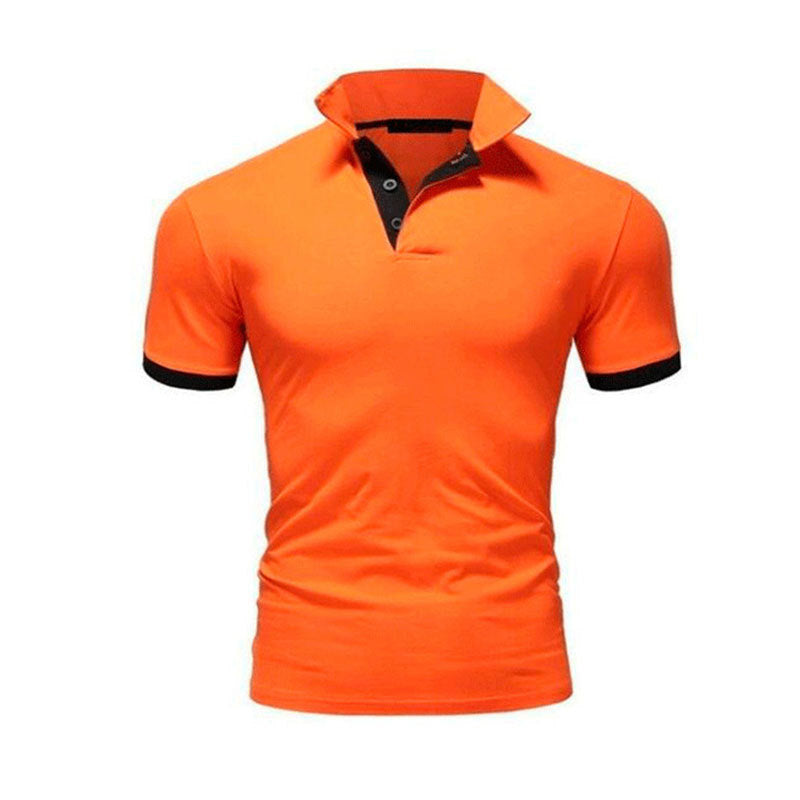 Men's Stand-up Collar Short-sleeved Polo Shirt Business Casual Summer Solid Color Polo Shirt Male Advertising Shirt