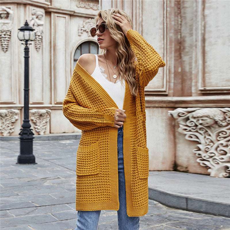 Women's solid color sweater coat - globaltradeleader