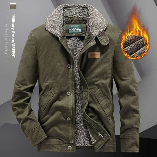 Lamb Wool Coat Men's Fleece Lined Padded Warm Keeping Cotton Jacket - globaltradeleader