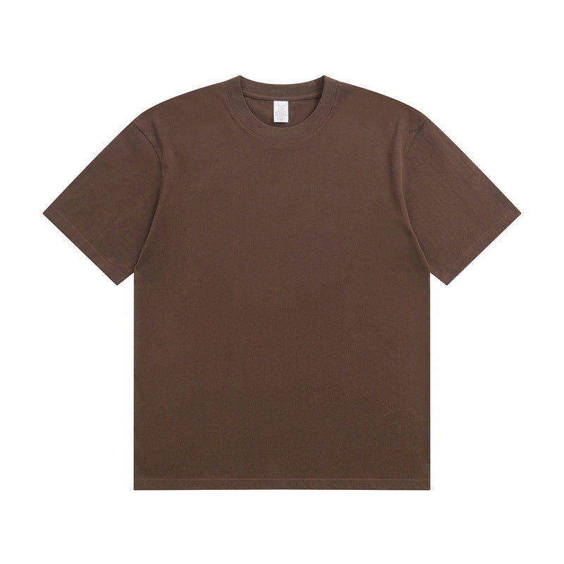 Men's Cotton T-shirt Heavy Solid Color Round Neck Short Sleeves - globaltradeleader