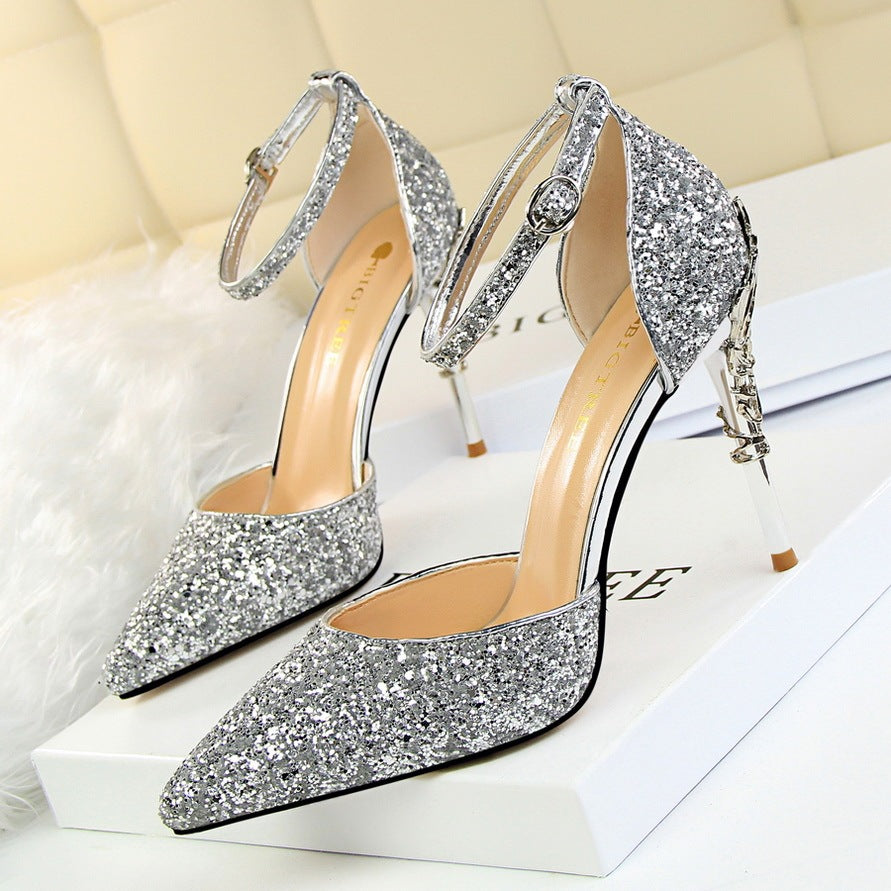 High metallic and sequined heels - globaltradeleader