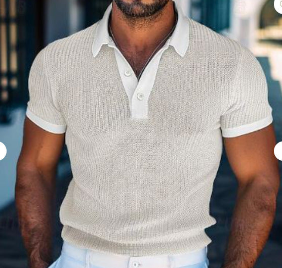 Short Sleeve Men's Polo Shirt Fashion White Leader T-shirt - globaltradeleader