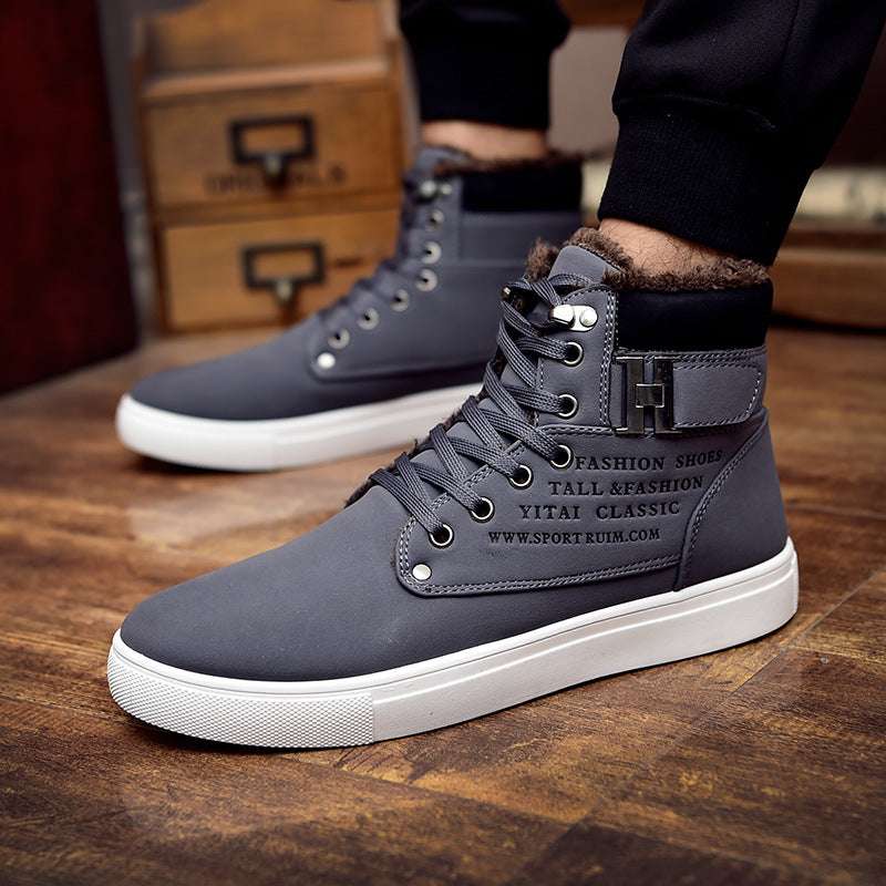 DEKABR Hot Men Shoes Fashion Warm Fur Winter Men Boots Autumn Leather Footwear For Man New High Top Canvas Casual Shoes Men - globaltradeleader
