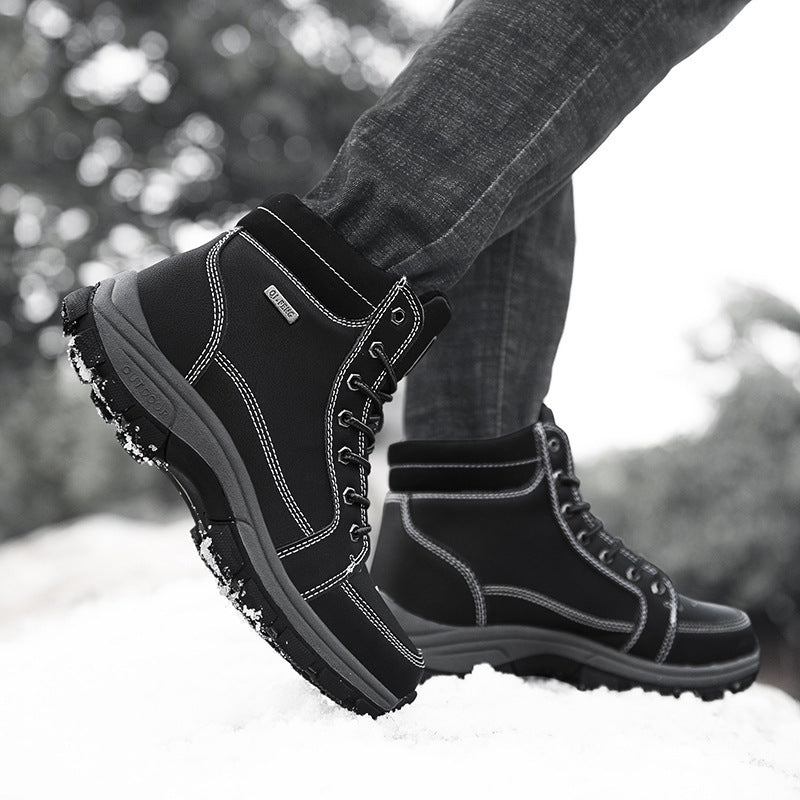 Men Boots Winter Snow Outdoor Ankle Boots For Men Super Warm Boots Leather Non-Slip Work Shoes - globaltradeleader