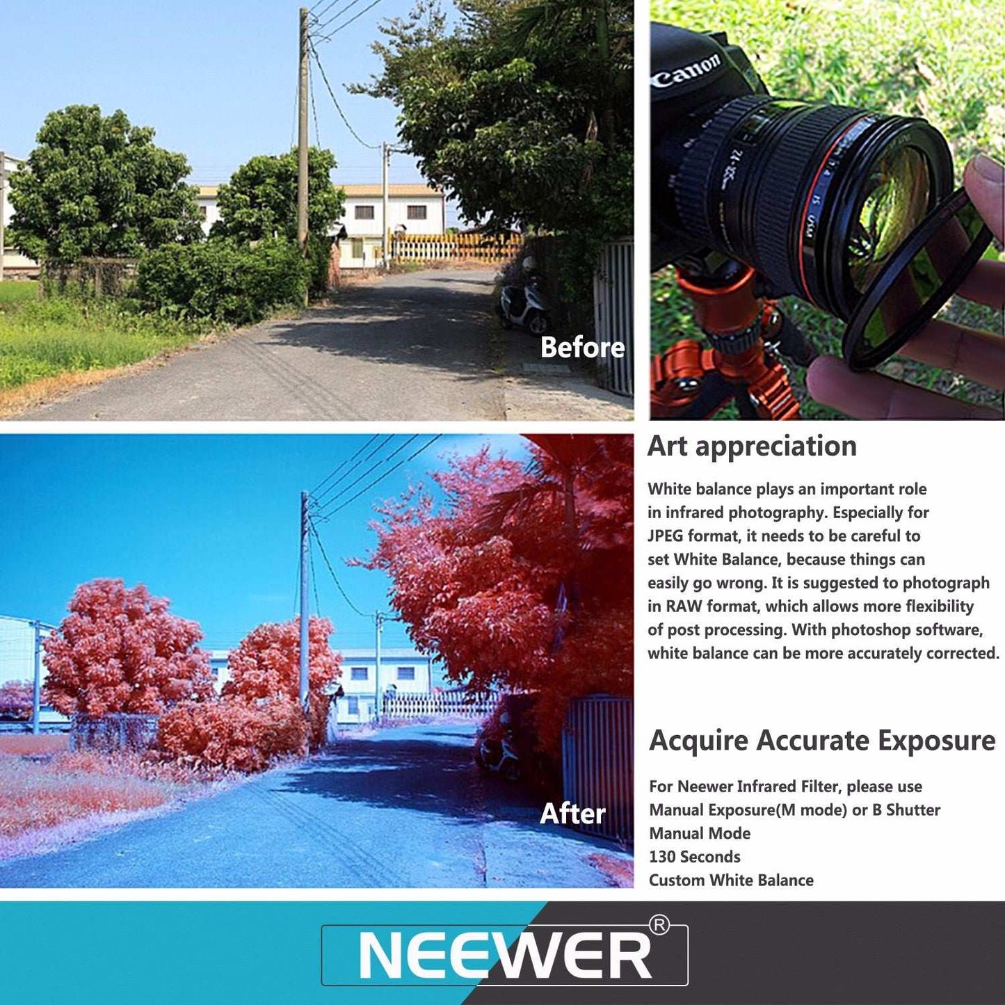 Neewer 4 Pieces 58MM Infrared Filters: IR720, IR760, IR850, IR950 with Pouch
