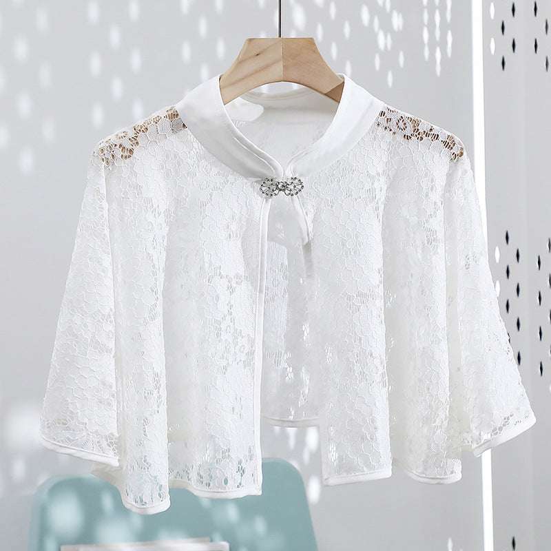 Cheongsam Shawl Retro Cloak Silver Buckle Lace Small Coat