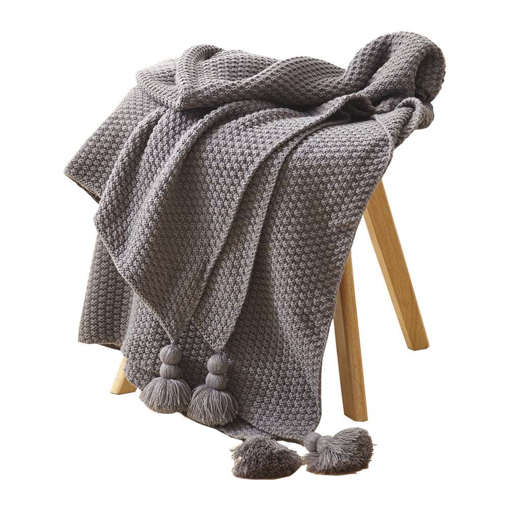 Nordic Tassel Knitting Blanket Wool Ball Blanket Office Air Conditioning Lunch Break Blanket Cover Blanket Sofa Leisure Blanket Cotton Thread Blanket