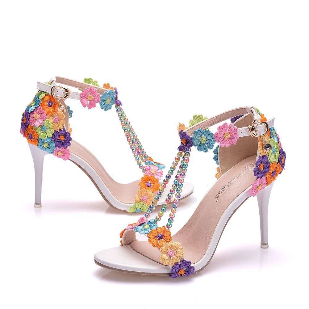 Serpentine flower super high heel sandals female flower high heels