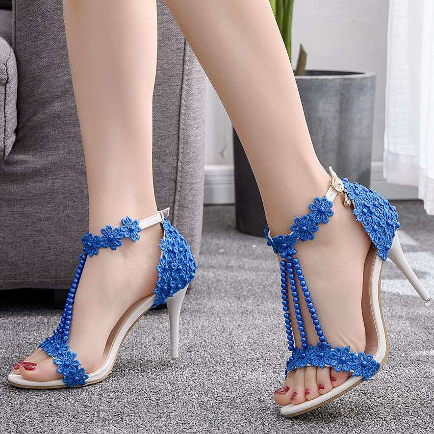 Serpentine flower super high heel sandals female flower high heels