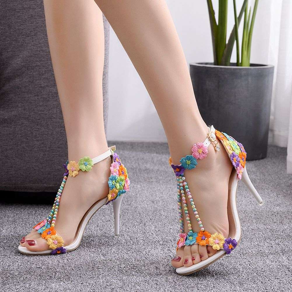 Serpentine flower super high heel sandals female flower high heels