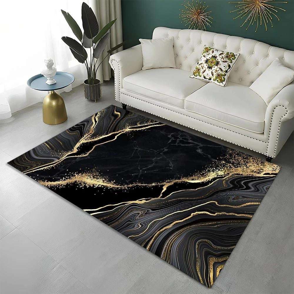 Green Blue Black Marble Nordic Carpet Flannel Printed Mat - globaltradeleader