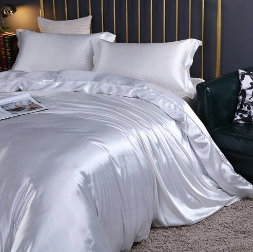 Solid Color Double-sided Silk Four-piece Set Silkworm Silk Satin Bed Sheet Quilt Cover - globaltradeleader