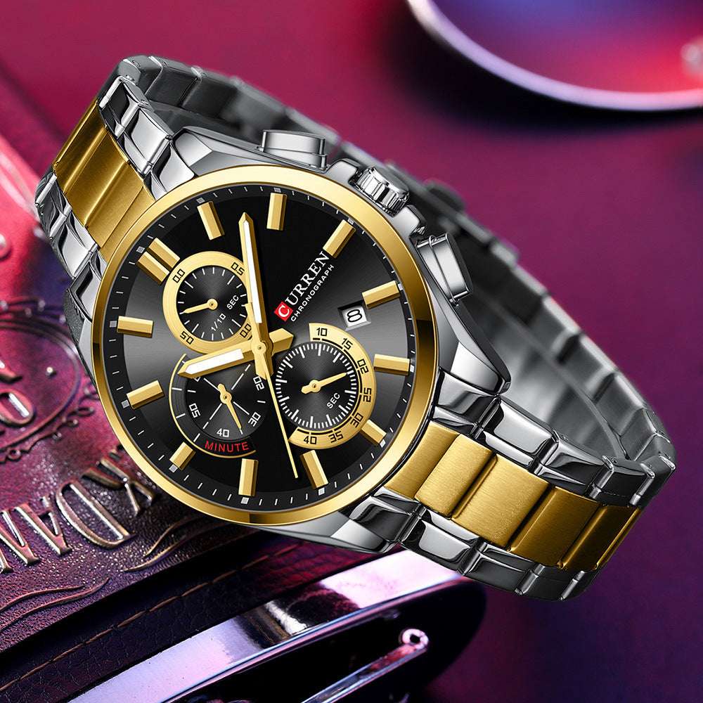 Men's Steel Strap Watch Waterproof Six-pin Timing - globaltradeleader