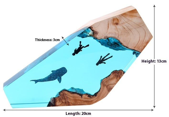 Marine Whale Diver Shipwreck Desktop Decoration Solid Wood Resin Small Night Lamp - globaltradeleader