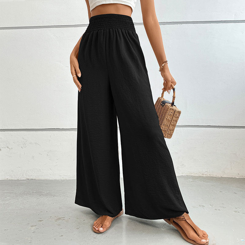 Trousers Autumn Casual Elastic Pocket Wide Leg Pants - globaltradeleader
