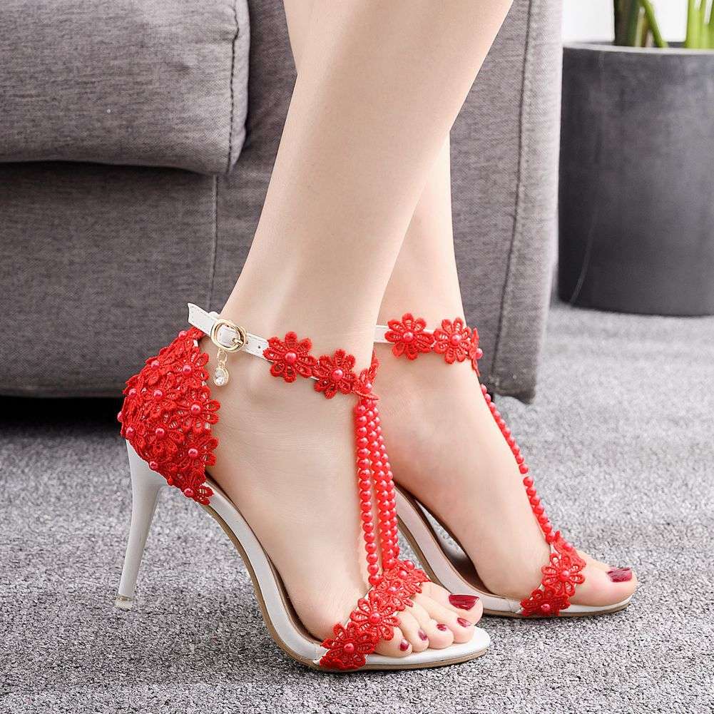 Serpentine flower super high heel sandals female flower high heels