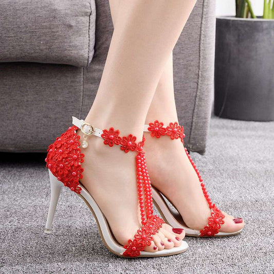 Serpentine flower super high heel sandals female flower high heels