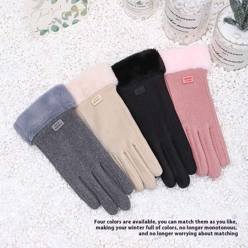 Women's Winter Riding Warm Velvet Padded Thickened Touch Screen Gloves - globaltradeleader