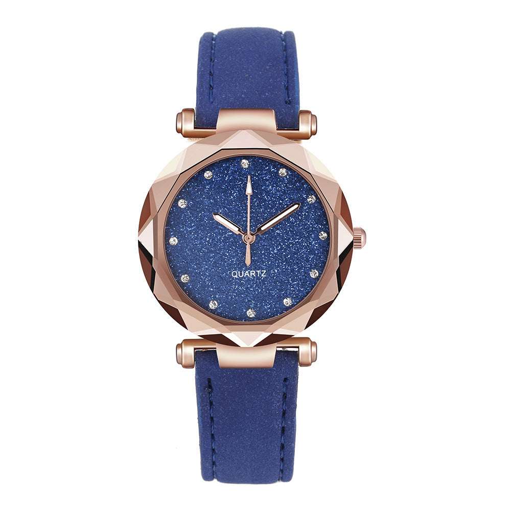 Casual Women Romantic Starry Sky Wrist Watch Leather Rhinestone Designer Ladies Clock - globaltradeleader