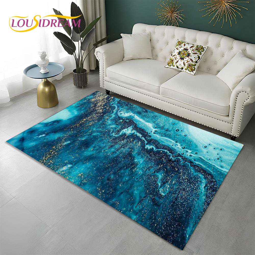 Green Blue Black Marble Nordic Carpet Flannel Printed Mat - globaltradeleader