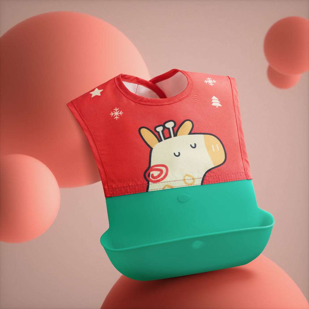 Baby Waterproof Bib Rice Pocket Silicone Saliva Pocket Anti-dirty