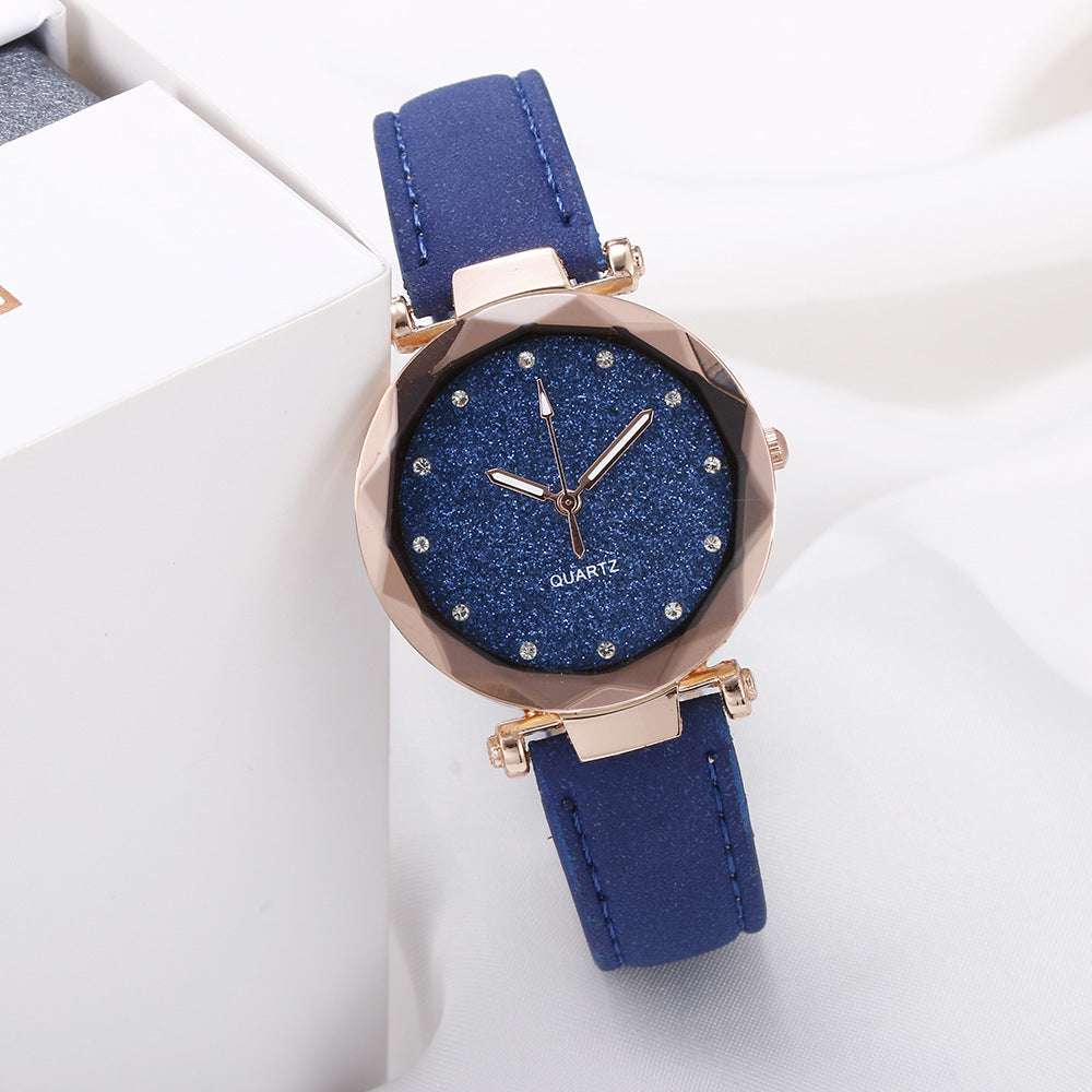Casual Women Romantic Starry Sky Wrist Watch Leather Rhinestone Designer Ladies Clock - globaltradeleader