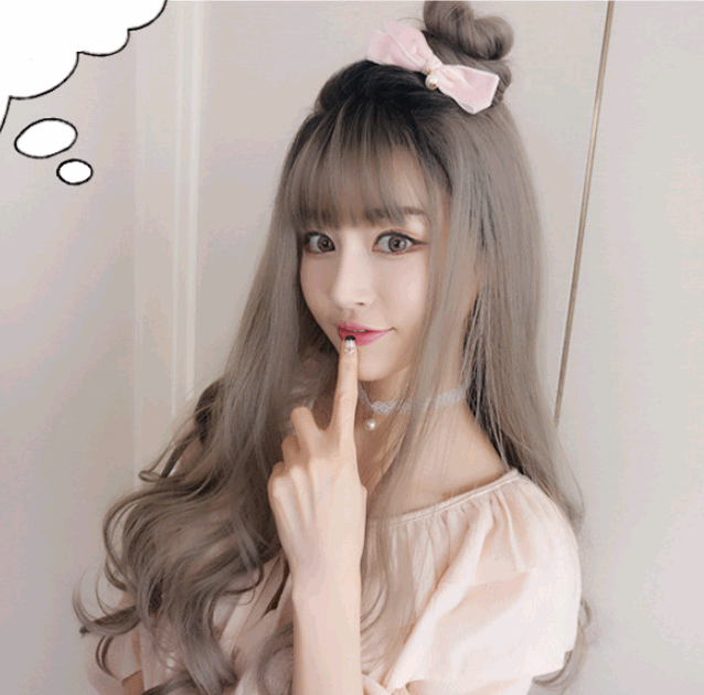 Fashion big wavy long curly pear flower air bangs chemical fiber