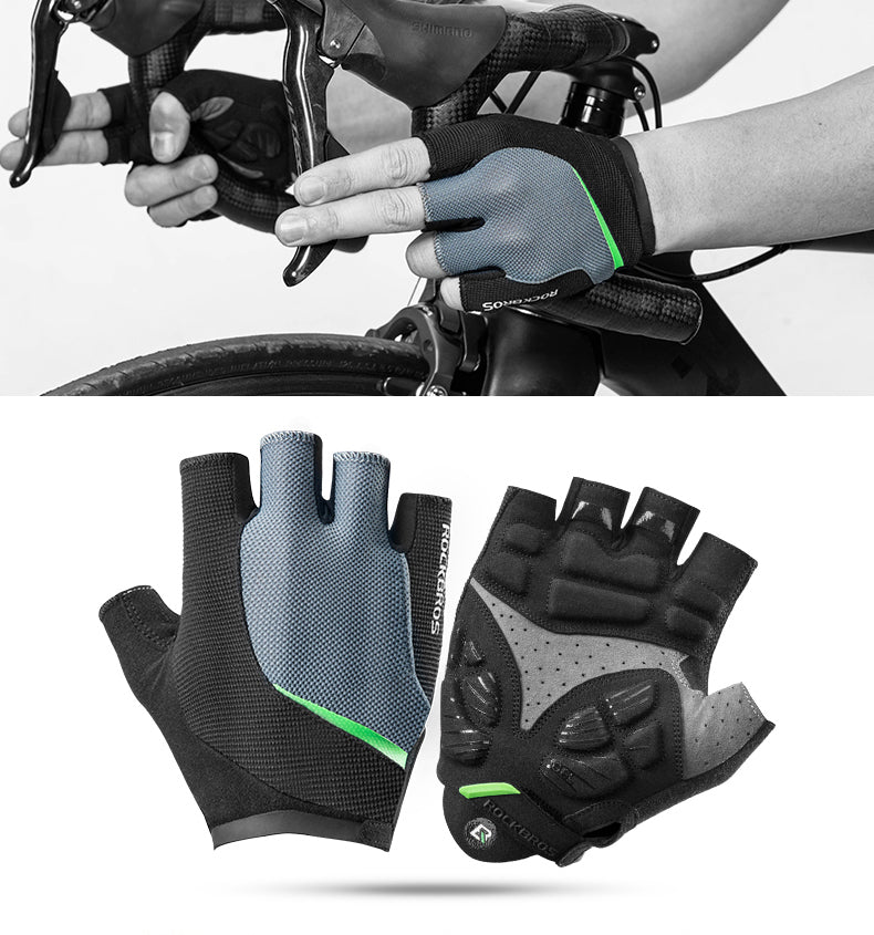 Cycling thick silicone shock absorbing gloves