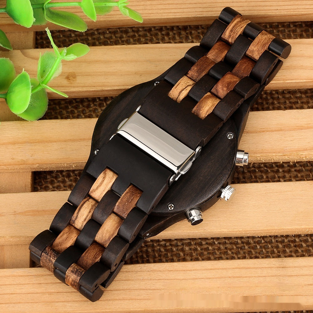 New Multi-functional Calendar Full Wood Band Quartz Watch - globaltradeleader