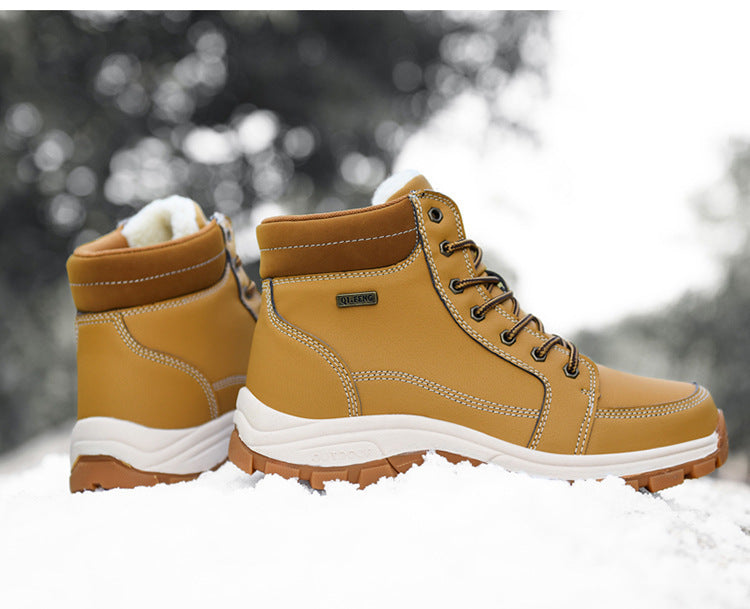 Men Boots Winter Snow Outdoor Ankle Boots For Men Super Warm Boots Leather Non-Slip Work Shoes - globaltradeleader