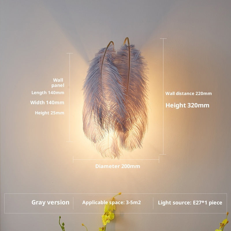 Nordic Feather Wall Lamp Modern Minimalist Ins Girl Princess Room - globaltradeleader
