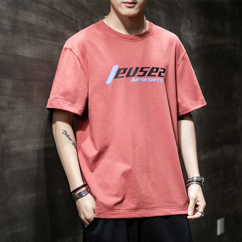 Letter printed men's short sleeve T-shirt - globaltradeleader