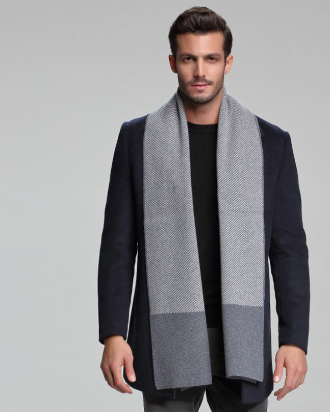 autumn and winter new men's scarf cashmere tide men's business casual thick warm scarf long double-sided - globaltradeleader