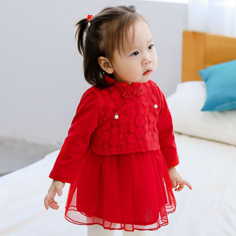 Girls' mesh skirt cheongsam dress