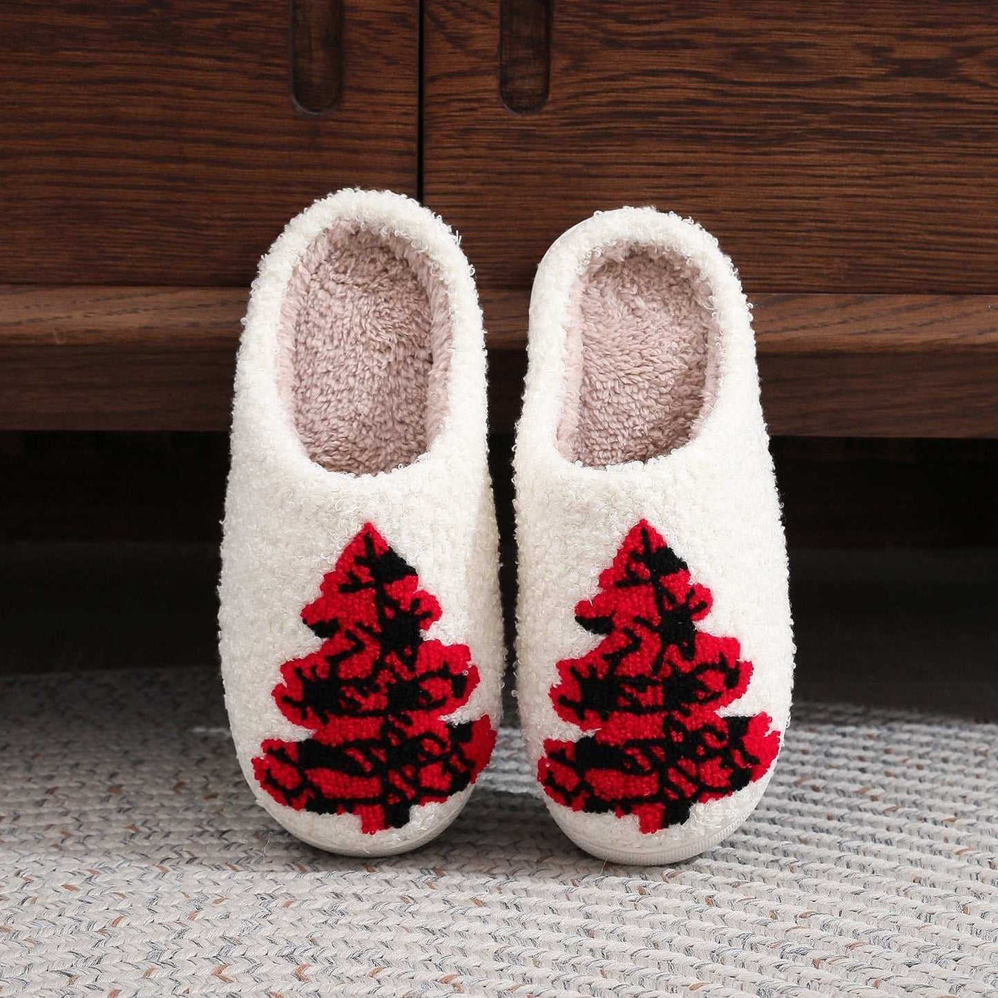 Christmas Tree Home Slippers Fashion Non-slip Floor Bedroom Slipper For Women Fuzzy House Shoes Winter - globaltradeleader