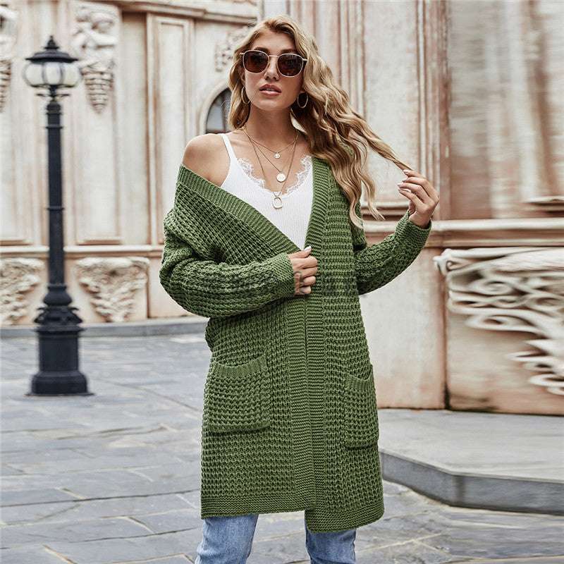 Women's solid color sweater coat - globaltradeleader