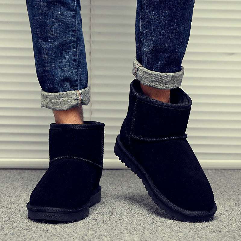 Thickened Fur All-in-one Waterproof And Anti-slip Men's Bread Shoes Plus Velvet Cotton Shoes For Women Winter Genuine Leather Snow Boots For Men